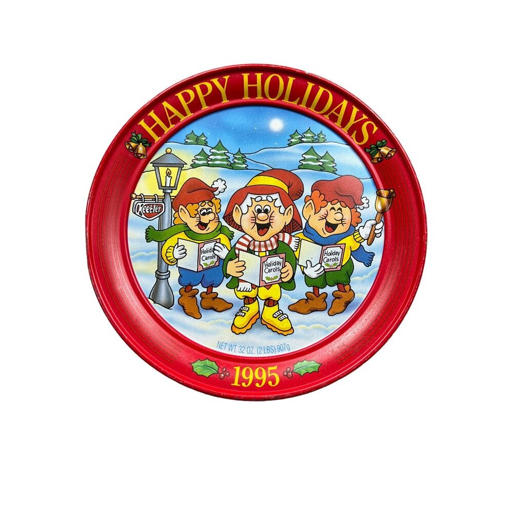 1995 HAPPY HOLIDAYS KEEBLER ELF COLLECTABLE CHRISTMAS COOKIE TIN